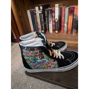 Vans Sk8-Hi Underwater Men’s 9 Coral Reef Black White Skate Shoes Suede & Canvas